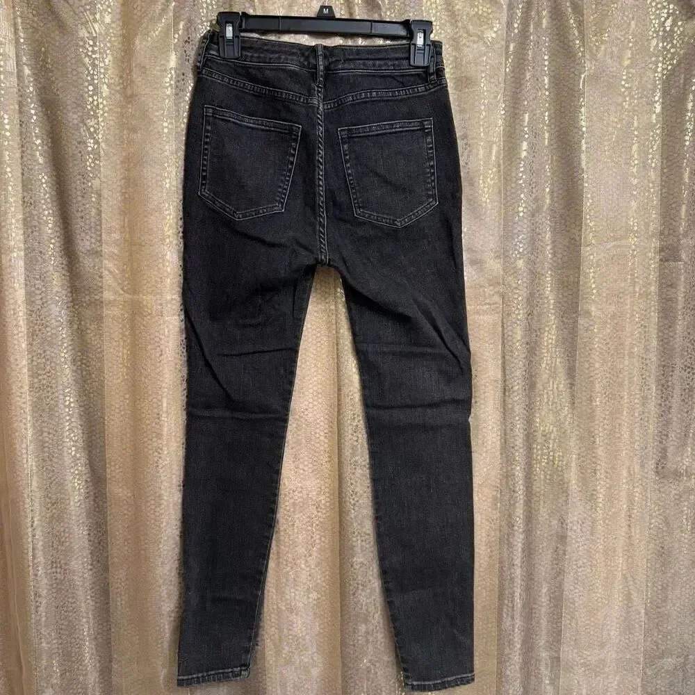 Free People We The Free Black Faded Skinny Jeans Curvy High Rise Size 25